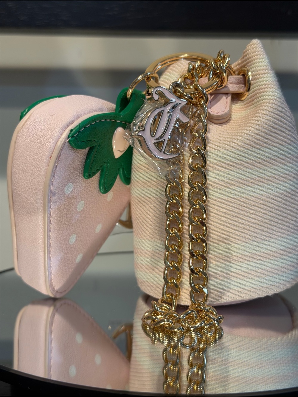 Juicy Couture Mini Bucket Bag & Strawberry Keychain Bag Charm - Picture 7 of 11